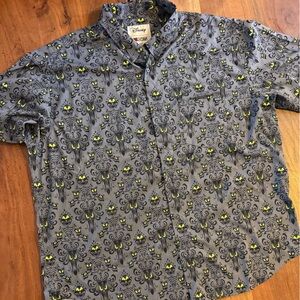 RSVLTS Disney Haunted Mansion Gray and Yellow Patterned Shirt